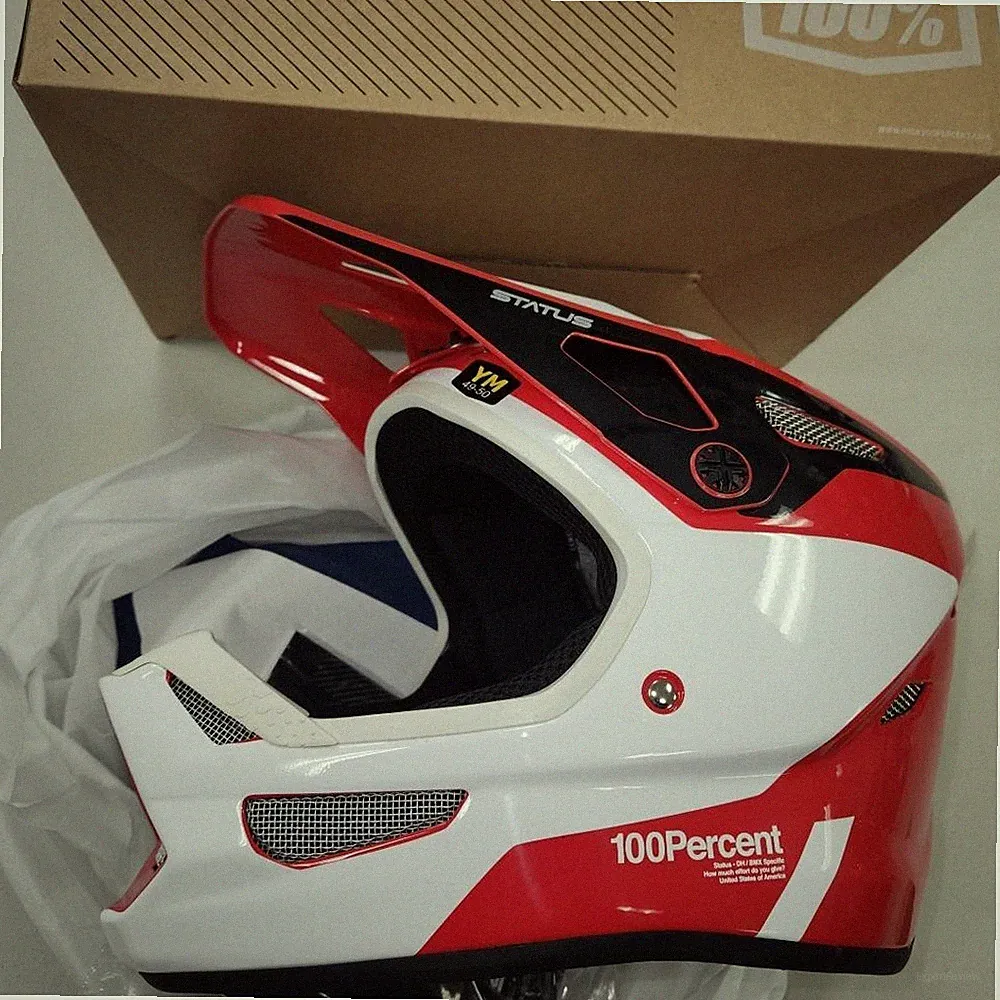 100% Status Hellfire Red White Gloss Youth Medium Bicycle Helmet NOS
